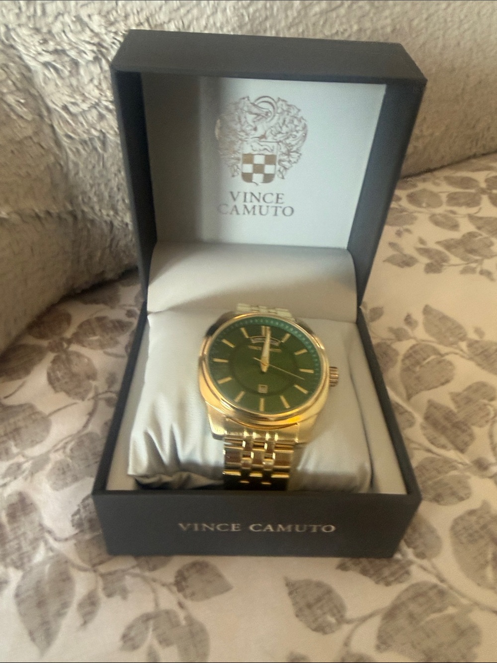 Vince Camuto Gold-Tone Watch with Green Dial and Bracelet